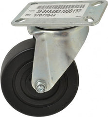 E.R. Wagner - 4" Diam x 1-3/8" Wide x 5-3/8" OAH Top Plate Mount Swivel Caster - Polypropylene, 375 Lb Capacity, Delrin Bearing, 3-1/8 x 4-1/8" Plate - Exact Tooling