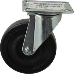 E.R. Wagner - 5" Diam x 1-3/8" Wide x 6-3/8" OAH Top Plate Mount Swivel Caster - Polypropylene, 450 Lb Capacity, Delrin Bearing, 3-1/8 x 4-1/8" Plate - Exact Tooling