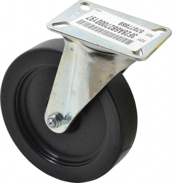 E.R. Wagner - 6" Diam x 1-1/2" Wide x 7-3/8" OAH Top Plate Mount Swivel Caster - Polypropylene, 450 Lb Capacity, Delrin Bearing, 3-1/8 x 4-1/8" Plate - Exact Tooling