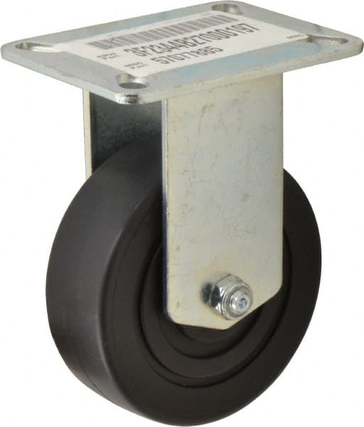 E.R. Wagner - 4" Diam x 1-3/8" Wide x 5-3/8" OAH Top Plate Mount Rigid Caster - Polypropylene, 375 Lb Capacity, Ball Bearing, 3-1/8 x 4-1/8" Plate - Exact Tooling