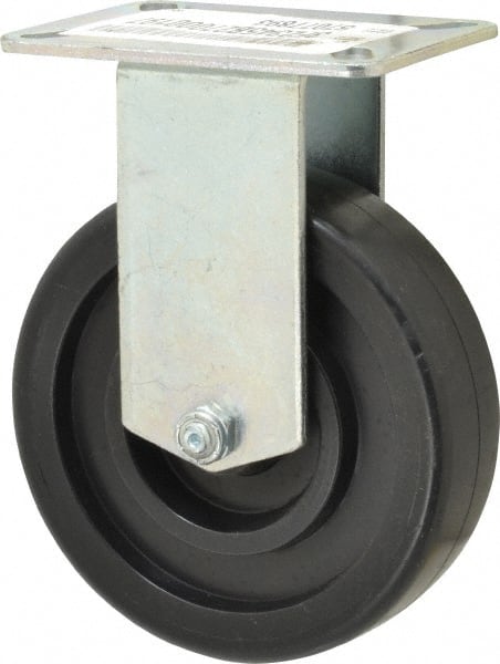 E.R. Wagner - 5" Diam x 1-3/8" Wide x 6-3/8" OAH Top Plate Mount Rigid Caster - Polypropylene, 450 Lb Capacity, Ball Bearing, 3-1/8 x 4-1/8" Plate - Exact Tooling