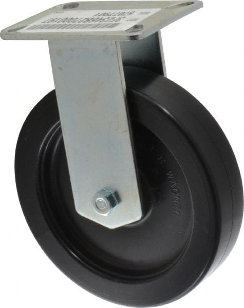 E.R. Wagner - 6" Diam x 1-1/2" Wide x 7-3/8" OAH Top Plate Mount Rigid Caster - Polypropylene, 450 Lb Capacity, Ball Bearing, 3-1/8 x 4-1/8" Plate - Exact Tooling