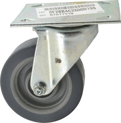E.R. Wagner - 4" Diam x 1-1/2" Wide x 5-3/8" OAH Top Plate Mount Swivel Caster - TPR, 200 Lb Capacity, Roller Bearing, 3-3/4 x 4-5/8" Plate - Exact Tooling