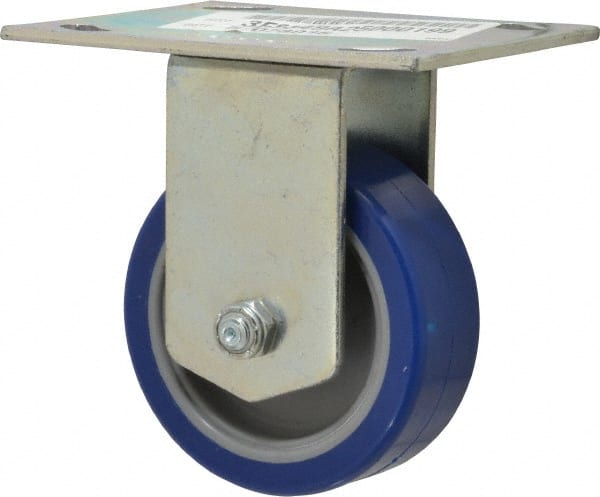 E.R. Wagner - 3-1/2" Diam x 1-1/4" Wide x 4-5/8" OAH Top Plate Mount Rigid Caster - Polyurethane, 250 Lb Capacity, Ball Bearing, 3-3/4 x 4-5/8" Plate - Exact Tooling