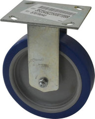 E.R. Wagner - 6" Diam x 1-1/2" Wide x 7-3/8" OAH Top Plate Mount Rigid Caster - Polyurethane, 450 Lb Capacity, Roller Bearing, 3-3/4 x 4-5/8" Plate - Exact Tooling