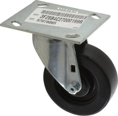 E.R. Wagner - 4" Diam x 1-3/8" Wide x 5-3/8" OAH Top Plate Mount Swivel Caster - Polypropylene, 375 Lb Capacity, Roller Bearing, 3-3/4 x 4-5/8" Plate - Exact Tooling