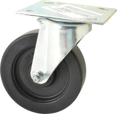 E.R. Wagner - 5" Diam x 1-3/8" Wide x 6-3/8" OAH Top Plate Mount Swivel Caster - Polypropylene, 450 Lb Capacity, Roller Bearing, 3-3/4 x 4-5/8" Plate - Exact Tooling