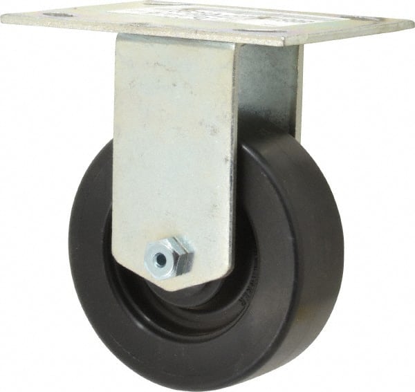 E.R. Wagner - 4" Diam x 1-3/8" Wide x 5-3/8" OAH Top Plate Mount Rigid Caster - Polypropylene, 375 Lb Capacity, Roller Bearing, 3-3/4 x 4-5/8" Plate - Exact Tooling