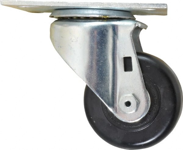 E.R. Wagner - 3" Diam x 1-1/2" Wide x 4-3/8" OAH Top Plate Mount Swivel Caster - Phenolic, 350 Lb Capacity, Roller Bearing, 3-3/4 x 4-5/8" Plate - Exact Tooling