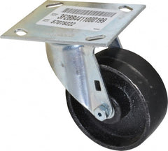 E.R. Wagner - 4" Diam x 1-1/2" Wide x 5-3/8" OAH Top Plate Mount Swivel Caster - Semi-Steel, 450 Lb Capacity, Roller Bearing, 3-3/4 x 4-5/8" Plate - Exact Tooling