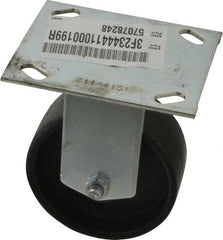 E.R. Wagner - 4" Diam x 1-1/2" Wide x 5-3/8" OAH Top Plate Mount Rigid Caster - Semi-Steel, 450 Lb Capacity, Roller Bearing, 3-3/4 x 4-5/8" Plate - Exact Tooling
