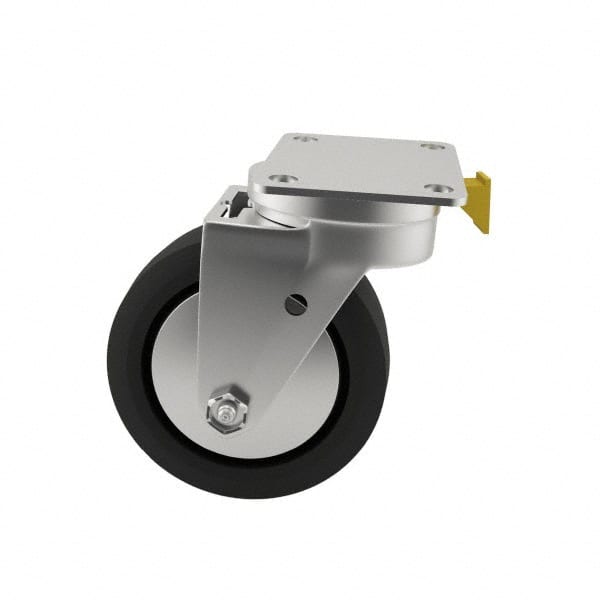 E.R. Wagner - 6" Diam x 2" Wide x 7-1/2" OAH Top Plate Mount Swivel Caster - Polyurethane, 700 Lb Capacity, Roller Bearing, 2-3/4 x 3-3/4" Plate - Exact Tooling