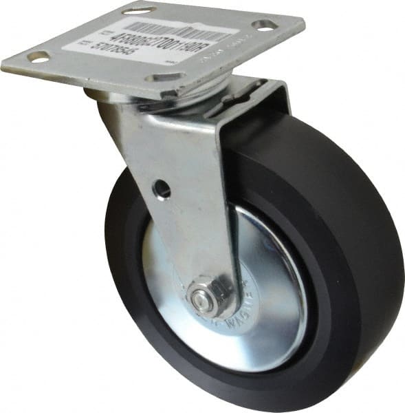 E.R. Wagner - 6" Diam x 2" Wide x 7-1/2" OAH Top Plate Mount Swivel Caster - Polypropylene, 700 Lb Capacity, Roller Bearing, 4 x 4-1/2" Plate - Exact Tooling