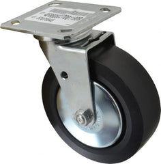 E.R. Wagner - 6" Diam x 2" Wide x 7-1/2" OAH Top Plate Mount Swivel Caster - Polypropylene, 700 Lb Capacity, Roller Bearing, 4 x 4-1/2" Plate - Exact Tooling