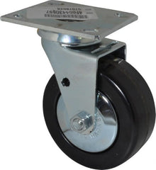 E.R. Wagner - 5" Diam x 2" Wide x 6-1/2" OAH Top Plate Mount Swivel Caster - Phenolic, 650 Lb Capacity, Roller Bearing, 4 x 4-1/2" Plate - Exact Tooling