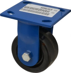 E.R. Wagner - 4" Diam x 2" Wide x 5-5/8" OAH Top Plate Mount Rigid Caster - Phenolic, 800 Lb Capacity, Delrin Bearing, 4 x 4-1/2" Plate - Exact Tooling