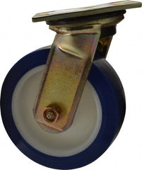 E.R. Wagner - 6" Diam x 2" Wide x 7-1/2" OAH Top Plate Mount Swivel Caster - Polyurethane, 900 Lb Capacity, Delrin Bearing, 3-3/4 x 4-5/8" Plate - Exact Tooling