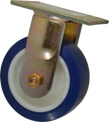 E.R. Wagner - 5" Diam x 2" Wide x 6-1/2" OAH Top Plate Mount Rigid Caster - Polyurethane, 750 Lb Capacity, Delrin Bearing, 4 x 4-1/2" Plate - Exact Tooling
