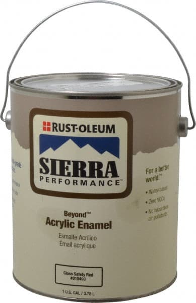 Rust-Oleum - 1 Gal Safety Red Semi Gloss Finish Acrylic Enamel Paint - Interior/Exterior, <0 gL VOC Compliance - Exact Tooling