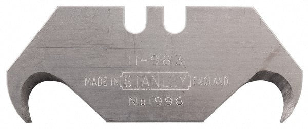 Stanley - 5 Piece High Carbon Steel Hook Blade - 1-7/8" OAL, 0.024" Blade Thickness - Exact Tooling