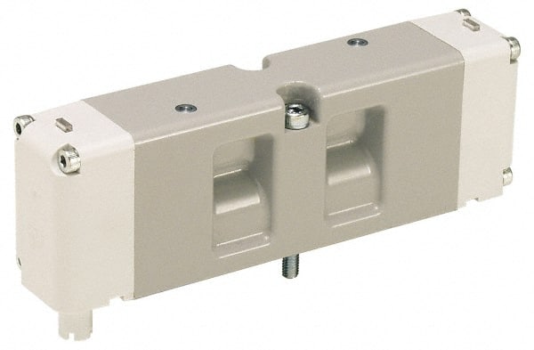 Parker - Double Solenoid 3 Position, Aluminum Solenoid Valve - Center Exhaust Open, 145 Max PSI, Buna-N Seal - Exact Tooling