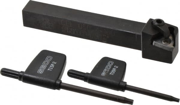 Seco - External Thread, Left Hand Cut, 1/2" Shank Width x 1/2" Shank Height Indexable Threading Toolholder - 4" OAL, 16EL Insert Compatibility, CE Toolholder, Series Snap Tap - Exact Tooling