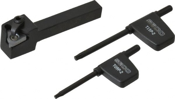 Seco - External Thread, Right Hand Cut, 3/8" Shank Width x 3/8" Shank Height Indexable Threading Toolholder - 3" OAL, 16ER Insert Compatibility, CE Toolholder, Series Snap Tap - Exact Tooling