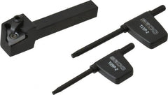 Seco - External Thread, Right Hand Cut, 3/8" Shank Width x 3/8" Shank Height Indexable Threading Toolholder - 3" OAL, 16ER Insert Compatibility, CE Toolholder, Series Snap Tap - Exact Tooling