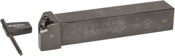 Seco - Right Hand Cut, 1" Shank Width x 1" Shank Height Indexable Threading Toolholder - 6" OAL, 10ER Insert Compatibility, CE Toolholder - Exact Tooling