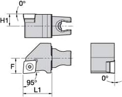 Kennametal - Right Hand Cut, Size KM25, CC.. Insert Compatiblity, External Modular Turning & Profiling Cutting Unit Head - 16mm Ctr to Cutting Edge, 30mm Head Length, Through Coolant, Series Screw-On - Exact Tooling