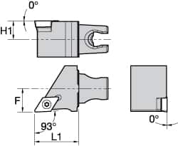 Kennametal - Right Hand Cut, Size KM25, DC.. Insert Compatiblity, External Modular Turning & Profiling Cutting Unit Head - 16mm Ctr to Cutting Edge, 30mm Head Length, Through Coolant, Series Screw-On - Exact Tooling