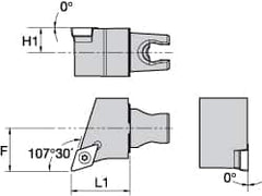 Kennametal - Left Hand Cut, Size KM25, DC.. Insert Compatiblity, External Modular Turning & Profiling Cutting Unit Head - 22mm Ctr to Cutting Edge, 30mm Head Length, Through Coolant, Series Screw-On - Exact Tooling