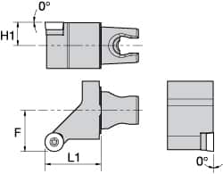 Kennametal - Left Hand Cut, Size KM25, RC.. 10T3M0 Insert Compatiblity, External Modular Turning & Profiling Cutting Unit Head - 22mm Ctr to Cutting Edge, 30mm Head Length, Through Coolant, Series Screw-On - Exact Tooling