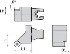 Kennametal - Left Hand Cut, Size KM25, RC.. 10T3M0 Insert Compatiblity, External Modular Turning & Profiling Cutting Unit Head - 22mm Ctr to Cutting Edge, 30mm Head Length, Through Coolant, Series Screw-On - Exact Tooling