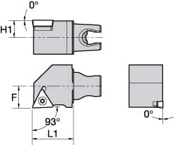Kennametal - Right Hand Cut, Size KM25, TC.. Insert Compatiblity, External Modular Turning & Profiling Cutting Unit Head - 16mm Ctr to Cutting Edge, 30mm Head Length, Through Coolant, Series Screw-On - Exact Tooling