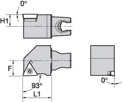 Kennametal - Right Hand Cut, Size KM25, TC.. Insert Compatiblity, External Modular Turning & Profiling Cutting Unit Head - 16mm Ctr to Cutting Edge, 30mm Head Length, Through Coolant, Series Screw-On - Exact Tooling