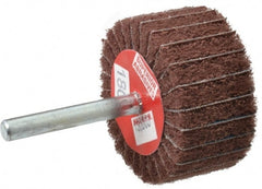Superior Abrasives - 2" Diam x 1" Face Width, Very Fine Aluminum Oxide Coated Mounted Flap Wheel - 1/4" Shank Mount, 180 Grit, Interleaf, 12,000 Max RPM - Exact Tooling