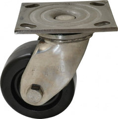 Albion - 4" Diam x 2" Wide x 5-5/8" OAH Top Plate Mount Swivel Caster - Phenolic, 800 Lb Capacity, Delrin Bearing, 4 x 4-1/2" Plate - Exact Tooling