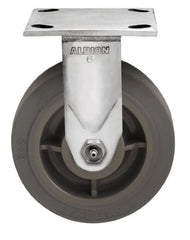 Albion - 8" Diam x 2" Wide x 9-1/2" OAH Top Plate Mount Rigid Caster - Soft Rubber, 500 Lb Capacity, Delrin Bearing, 4 x 4-1/2" Plate - Exact Tooling