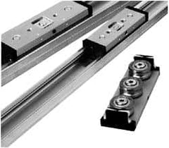Pacific Bearing - 960mm OAL x 65mm Overall Width x 27mm Overall Height Self Lubricated Linear Guide Systems - 80mm Between Holes, 1338 Lb. Capacity - Exact Tooling