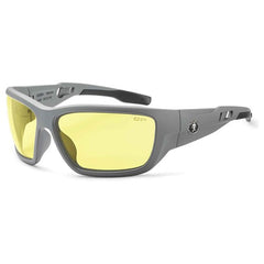 Baldr Yellow Lens Matte Gray Safety Glasses - Exact Tooling