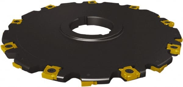 Seco - Arbor Hole Connection, 0.2756" Cutting Width, 1.264" Depth of Cut, 125mm Cutter Diam, 1.5748" Hole Diam, 6 Tooth Indexable Slotting Cutter - 335.19 Toolholder, SNHQ 1204 Insert - Exact Tooling