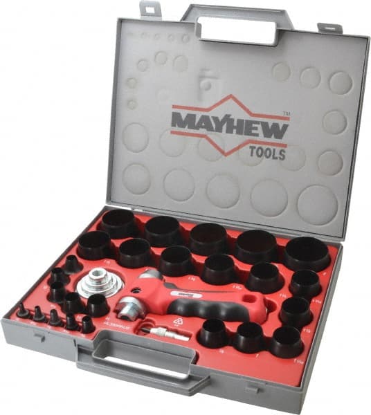 Mayhew - 28 Piece, 1/8 to 2", Hollow Punch Set - Carbon Alloy Steel, Comes in Polypropylene Case - Exact Tooling