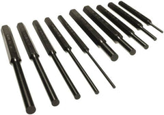 Mayhew - 10 Piece, 1/8 to 3/8", Pin Punch Set - Alloy Steel, Comes in Vinyl Pouch - Exact Tooling