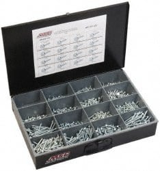 Value Collection - 970 Piece, #6-1/2 to #14 - 2-1/2, Steel Set Screw Assortment - Hex Head, Hex Drive, 1/2 to 2-1/2" Long, Zinc-Plated Finish - Exact Tooling