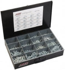 Value Collection - 970 Piece, #6-1/2 to #14 - 2-1/2, Steel Set Screw Assortment - Hex Head, Hex Drive, 1/2 to 2-1/2" Long, Zinc-Plated Finish - Exact Tooling