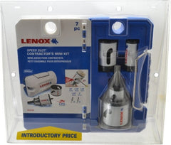 Lenox - 7 Piece, 7/8" to 2" Saw Diam, Contractor's Hole Saw Kit - Bi-Metal, Toothed Edge, Includes 5 Hole Saws - Exact Tooling