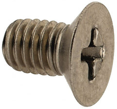 Made in USA - #10-32 UNF, 5/16" OAL Phillips Drive Machine Screw - Flat Head, Grade 18-8 Stainless Steel, Without Washer - Exact Tooling