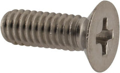 Made in USA - #8-32 UNC, 1/2" OAL Phillips Drive Machine Screw - Flat Head, Grade 18-8 Stainless Steel, Passivated Finish, Without Washer - Exact Tooling