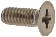 Made in USA - #8-32 UNC, 7/16" OAL Phillips Drive Machine Screw - Flat Head, Grade 18-8 Stainless Steel, Passivated Finish, Without Washer - Exact Tooling